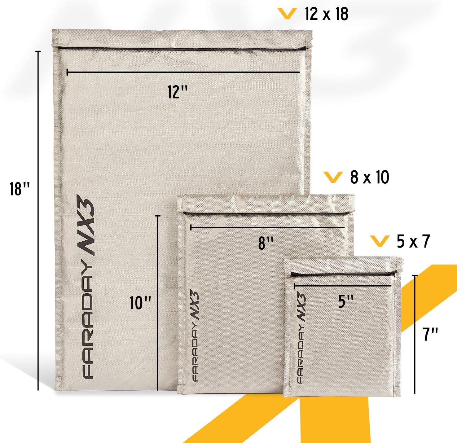 Faraday Defense 3 Pack Mega Kit NX3 Triple-Layer Cyber Fabric Faraday Bags - Fast